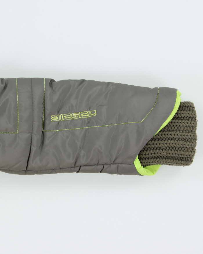 Vintage Y2K 00s Diesel Khaki Volt Contrast Stitch Women's Puffer Jacket - XS