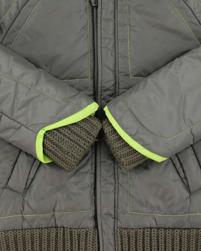 Vintage Y2K 00s Diesel Khaki Volt Contrast Stitch Women's Puffer Jacket - XS