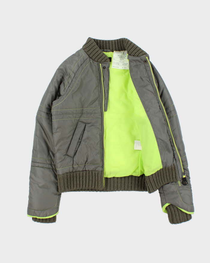 Vintage Y2K 00s Diesel Khaki Volt Contrast Stitch Women's Puffer Jacket - XS