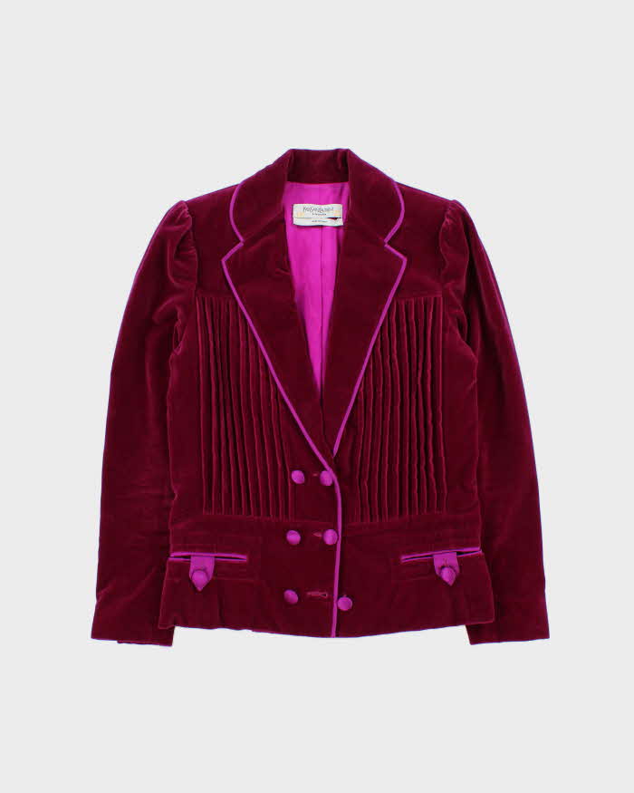Vintage Spring 2005 Yves Saint Laurent Rive Gauche Tom Ford RTW Look 32 Velvet Silk Blend Womens' Blazer - S