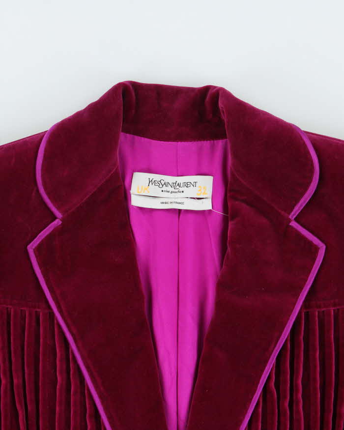 Vintage Spring 2005 Yves Saint Laurent Rive Gauche Tom Ford RTW Look 32 Velvet Silk Blend Womens' Blazer - S