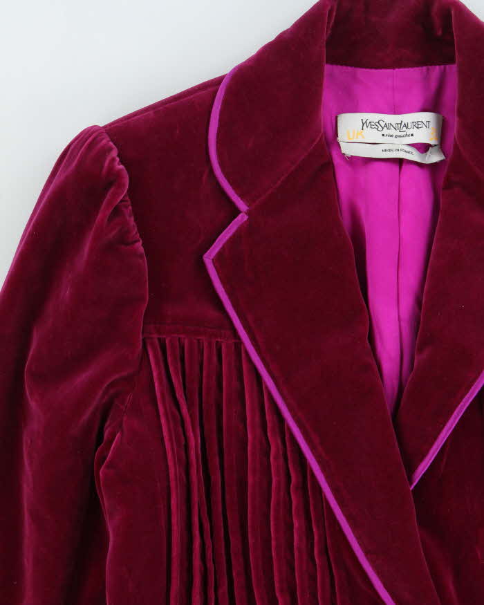 Vintage Spring 2005 Yves Saint Laurent Rive Gauche Tom Ford RTW Look 32 Velvet Silk Blend Womens' Blazer - S