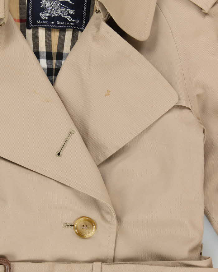 Vintage 1990s Burberry Made In England Nova Check Lined Women's Classic Double Breasted Trench Coat - S