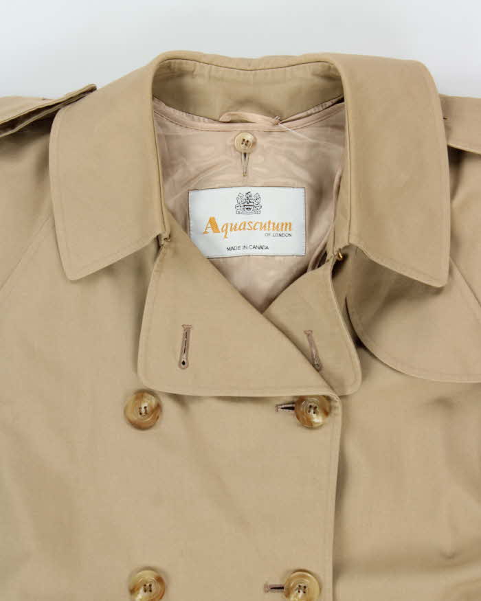 Vintage 1990s Aquascutum Wool Layer Lined Aqua 5 Women's Double Breasted Trench Coat - M