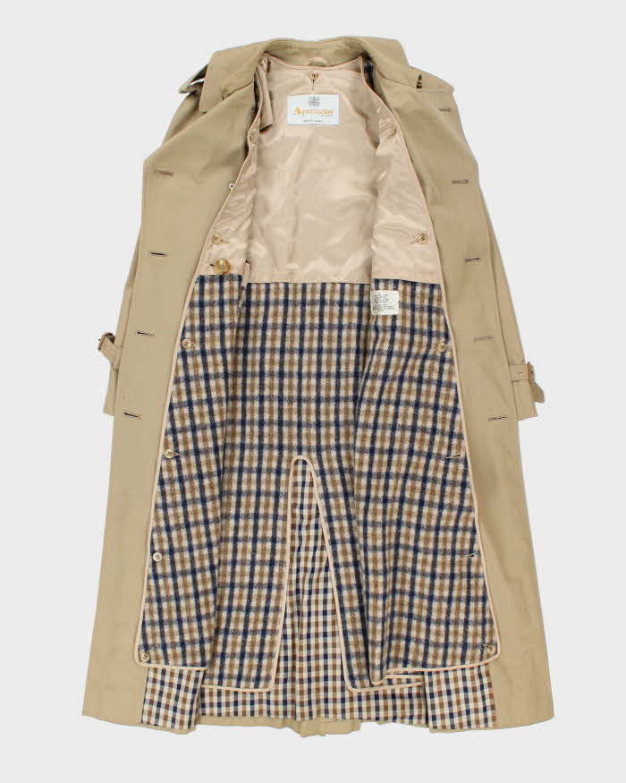 Vintage 1990s Aquascutum Wool Layer Lined Aqua 5 Women's Double Breasted Trench Coat - M