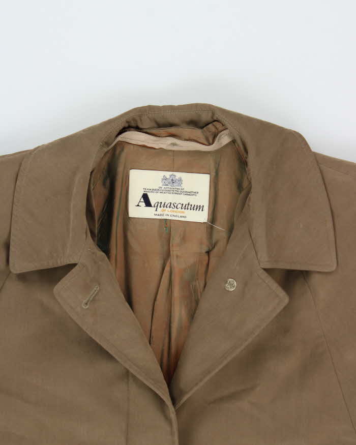 Vintage 1990s Aquascutum Khaki Soft Shell Canvas Women's Oversized Overcoat - XL