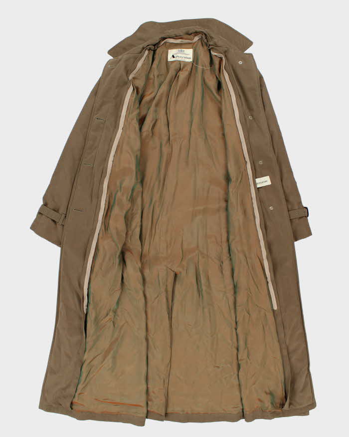 Vintage 1990s Aquascutum Khaki Soft Shell Canvas Women's Oversized Overcoat - XL