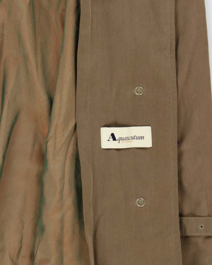 Vintage 1990s Aquascutum Khaki Soft Shell Canvas Women's Oversized Overcoat - XL