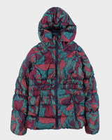 Vintage Y2K 00s Puma Patterned Down Fill Women's Hooded Puffer Jacket - S