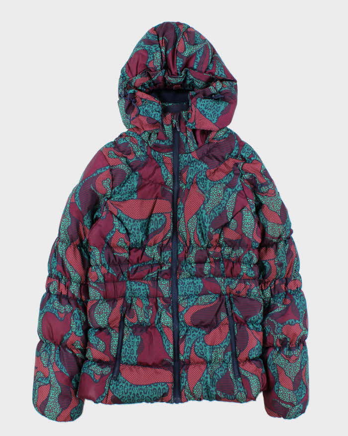 Vintage Y2K 00s Puma Patterned Down Fill Women's Hooded Puffer Jacket - S