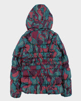 Vintage Y2K 00s Puma Patterned Down Fill Women's Hooded Puffer Jacket - S