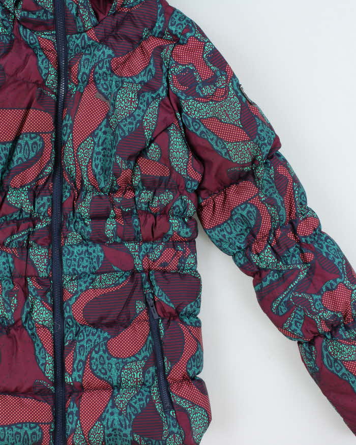 Vintage Y2K 00s Puma Patterned Down Fill Women's Hooded Puffer Jacket - S