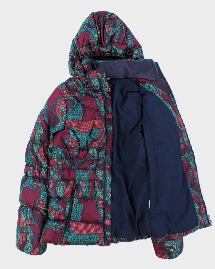 Vintage Y2K 00s Puma Patterned Down Fill Women's Hooded Puffer Jacket - S