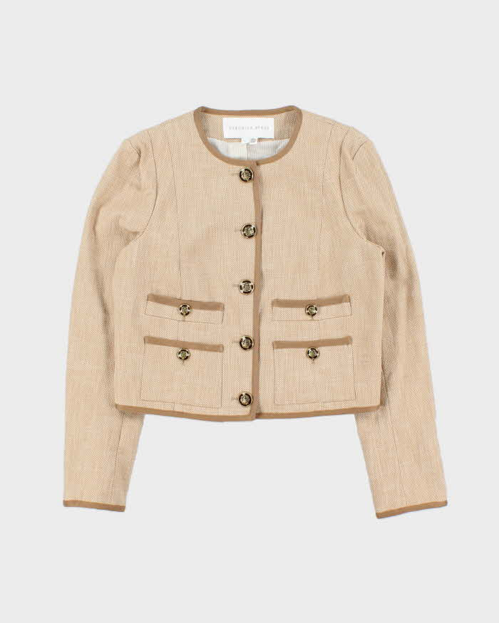 Vintage Veronica Beard Made In USA Women's 'Charisse' Hessian Cropped Blazer - M