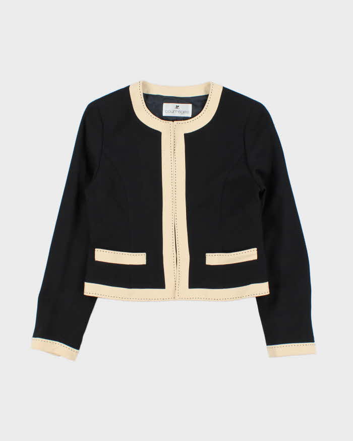 Vintage 1990s Courreges Made In Japan Women's Wool Cropped Blazer - S
