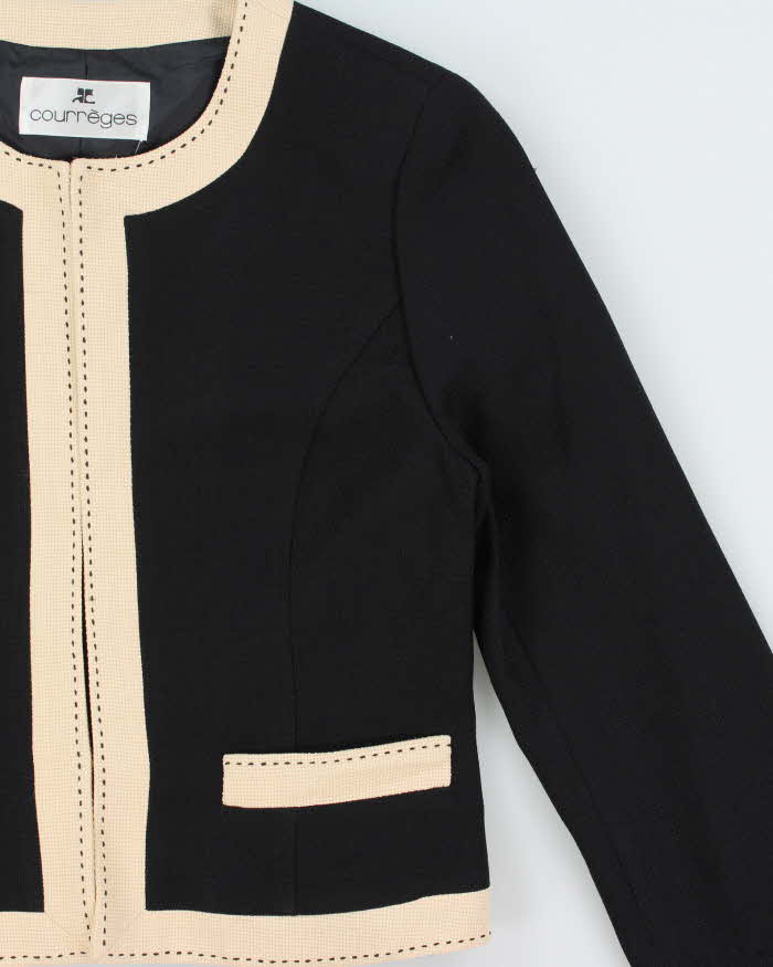 Vintage 1990s Courreges Made In Japan Women's Wool Cropped Blazer - S