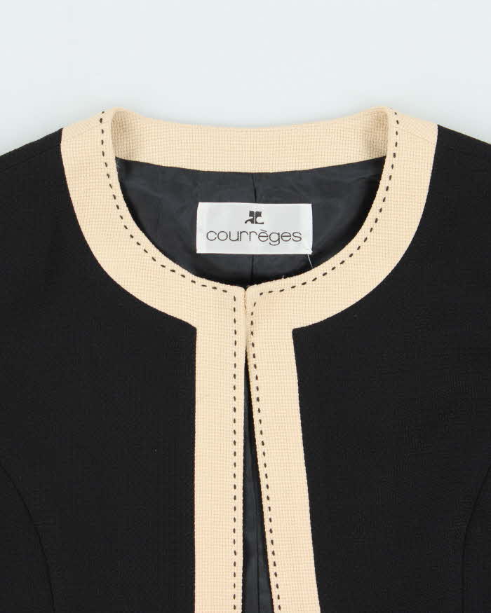 Vintage 1990s Courreges Made In Japan Women's Wool Cropped Blazer - S