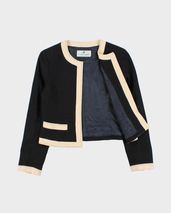 Vintage 1990s Courreges Made In Japan Women's Wool Cropped Blazer - S