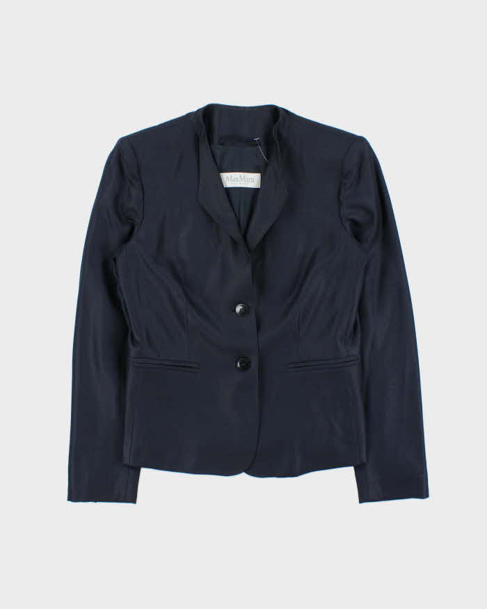 Vintage Y2K 00s MaxMara Silk Wool Blend Women's Single Breasted Blazer - S