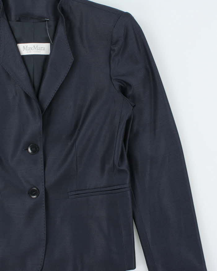 Vintage Y2K 00s MaxMara Silk Wool Blend Women's Single Breasted Blazer - S