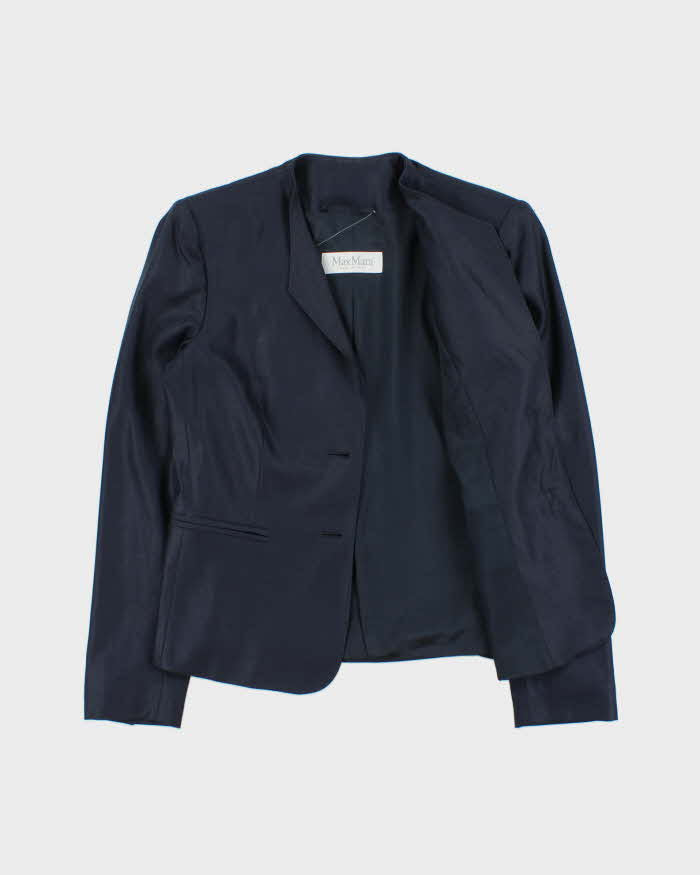 Vintage Y2K 00s MaxMara Silk Wool Blend Women's Single Breasted Blazer - S