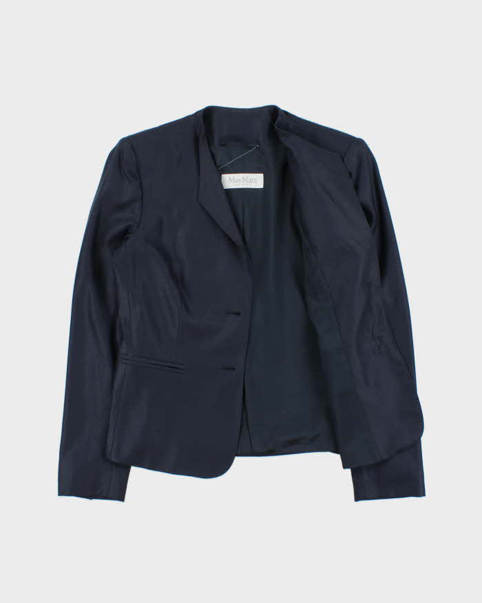 Vintage Y2K 00s MaxMara Silk Wool Blend Women's Single Breasted Blazer - S