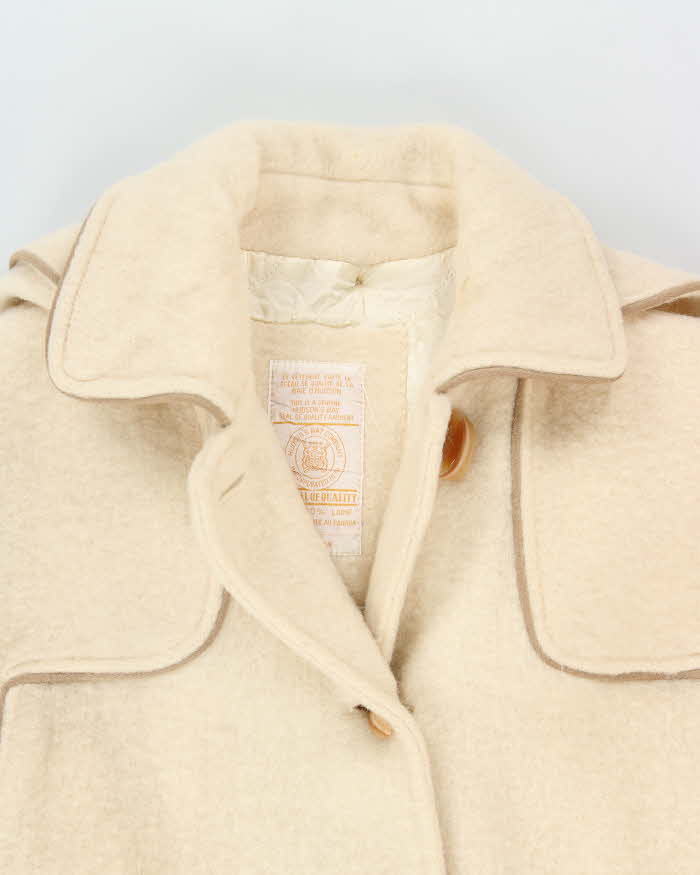 Vintage 1970s Hudson's Bay Women's Union Made Quilt Lined Wool Blanket Belted Over Coat - M