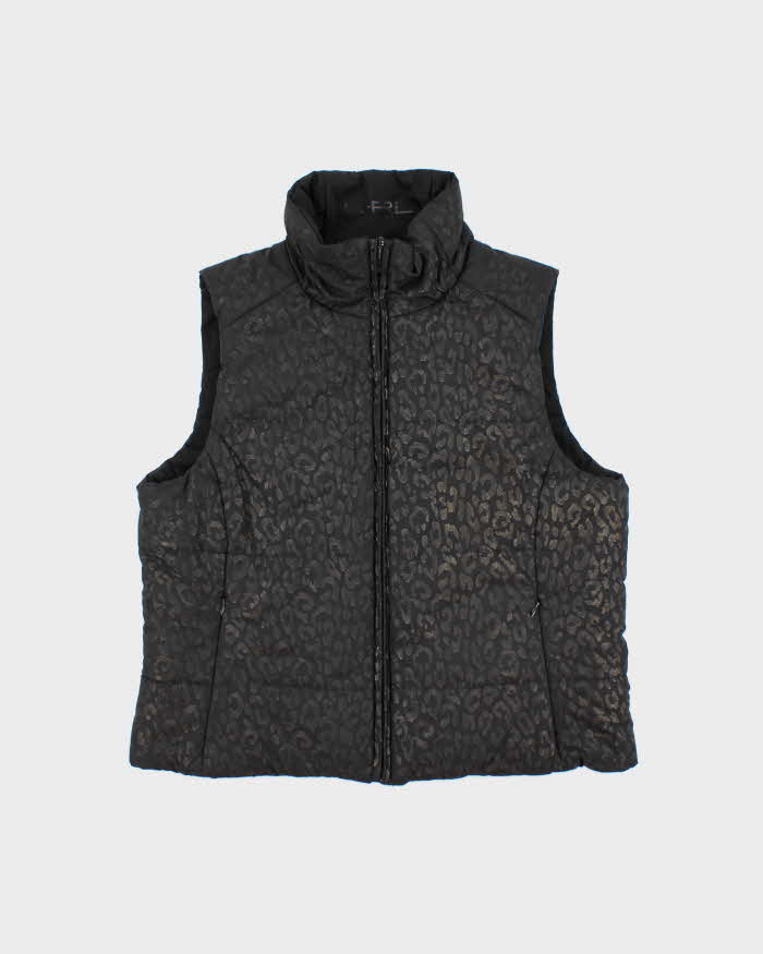 Vintage Y2K 00s Lauren Ralph Lauren Women's Animal Print Reversible Puffer Gilet - L