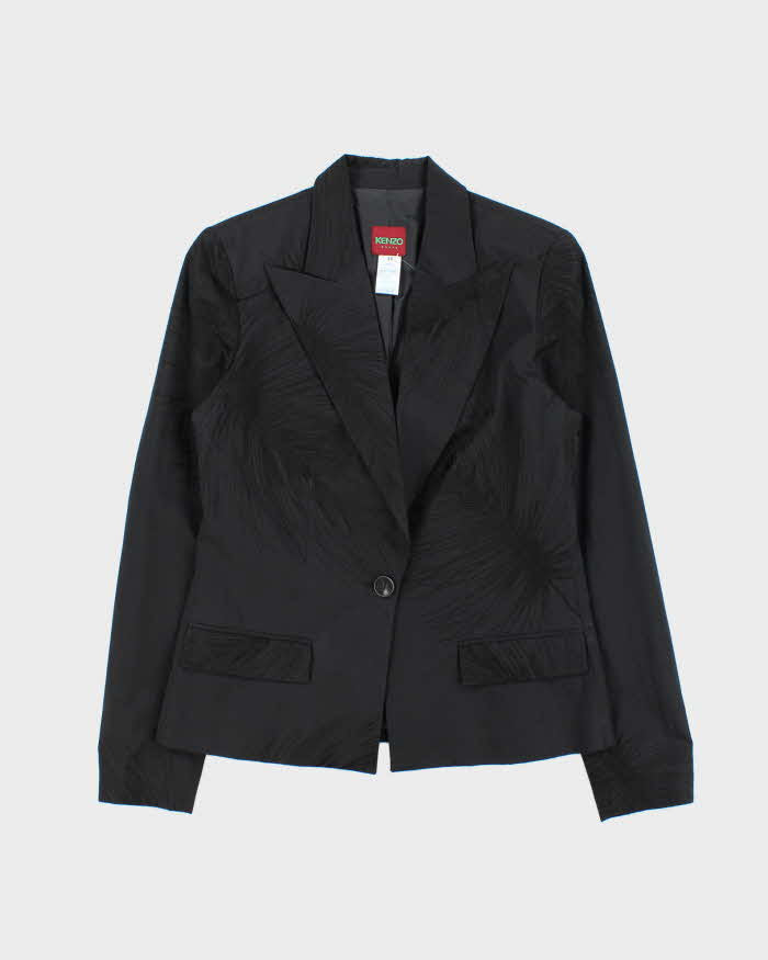 Vintage Y2K 00s Kenzo Women's Embroidered Peak Lapelled Single Breasted Blazer - S