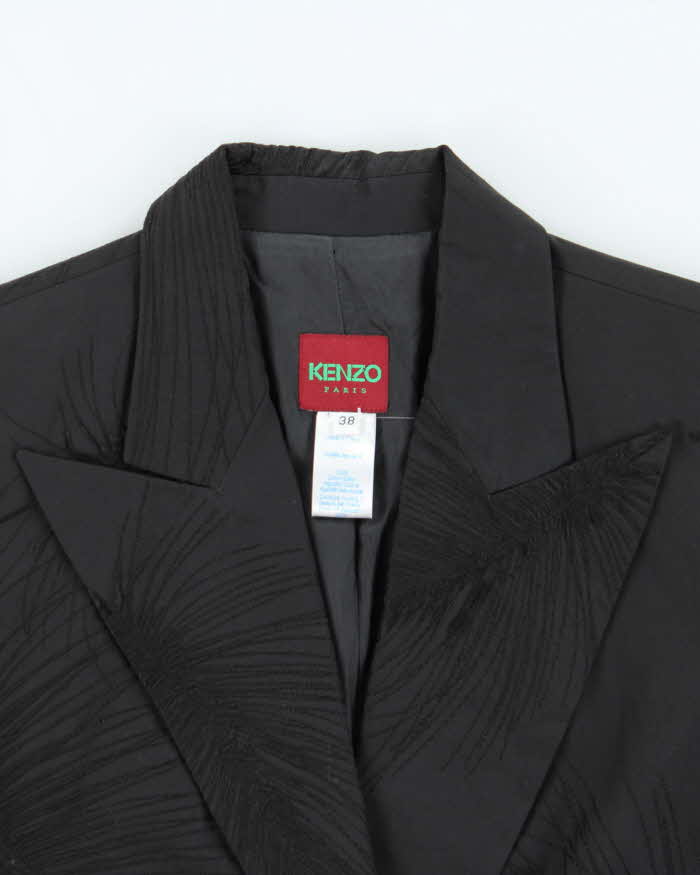 Vintage Y2K 00s Kenzo Women's Embroidered Peak Lapelled Single Breasted Blazer - S