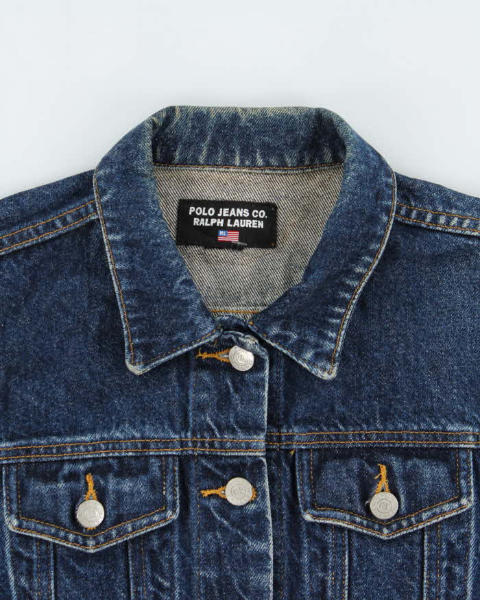 Vintage Y2K 00s Polo Jeans Ralph Lauren Women's Dark Wash Denim Jacket - S