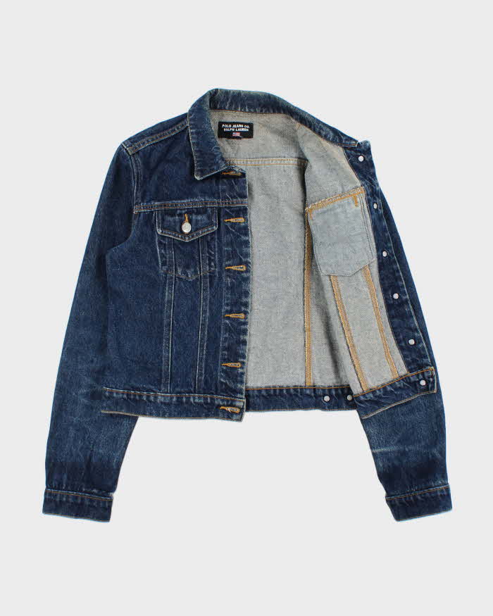 Vintage Y2K 00s Polo Jeans Ralph Lauren Women's Dark Wash Denim Jacket - S