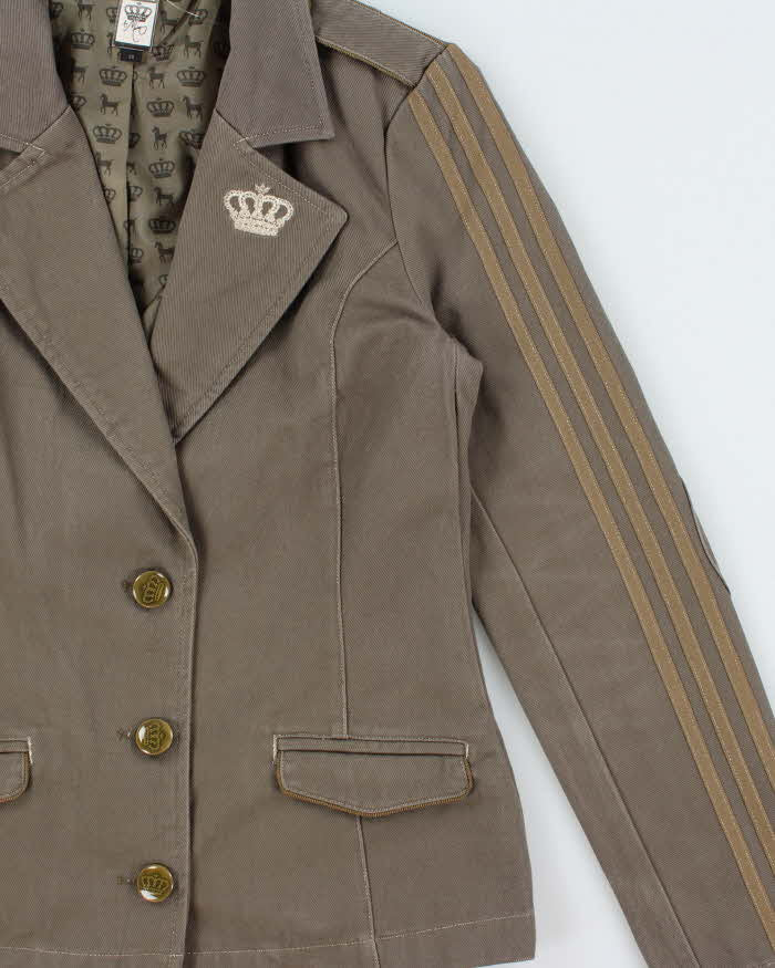 Vintage Y2K 2006 Adidas Originals 'Respect Me' By Missy Elliot Women's Khaki Canvas Military Blazer Jacket - M