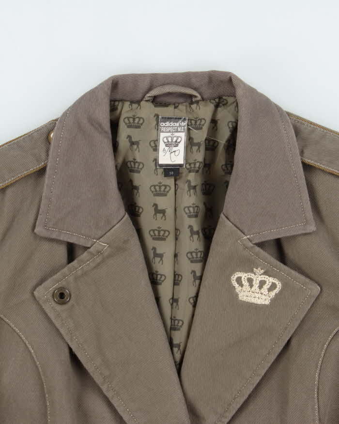 Vintage Y2K 2006 Adidas Originals 'Respect Me' By Missy Elliot Women's Khaki Canvas Military Blazer Jacket - M