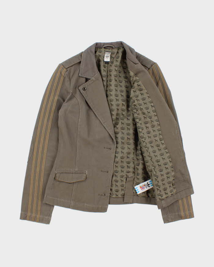 Vintage Y2K 2006 Adidas Originals 'Respect Me' By Missy Elliot Women's Khaki Canvas Military Blazer Jacket - M