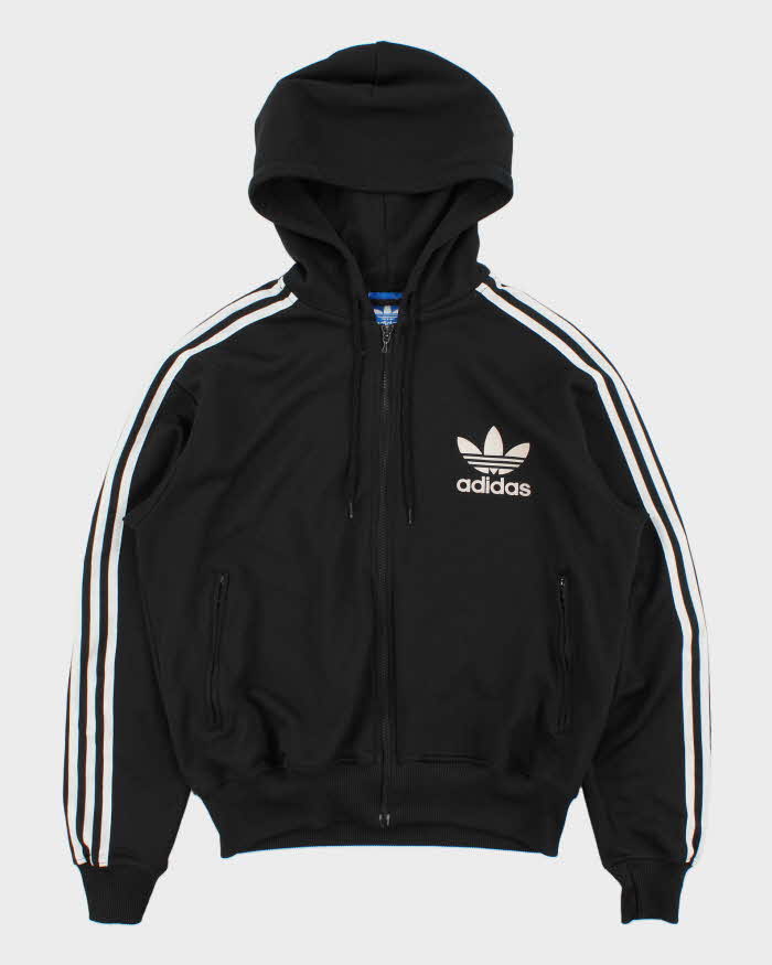 Vintage Y2K 00s Adidas Originals Felt Trefoil Hooded Track Jacket - M