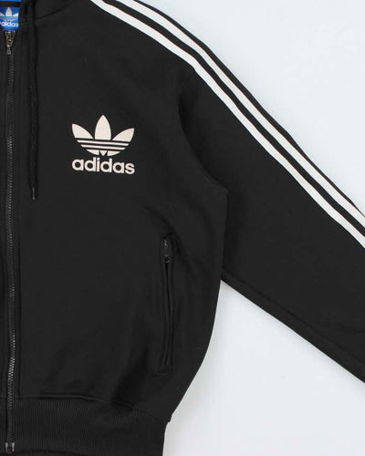 Vintage Y2K 00s Adidas Originals Felt Trefoil Hooded Track Jacket