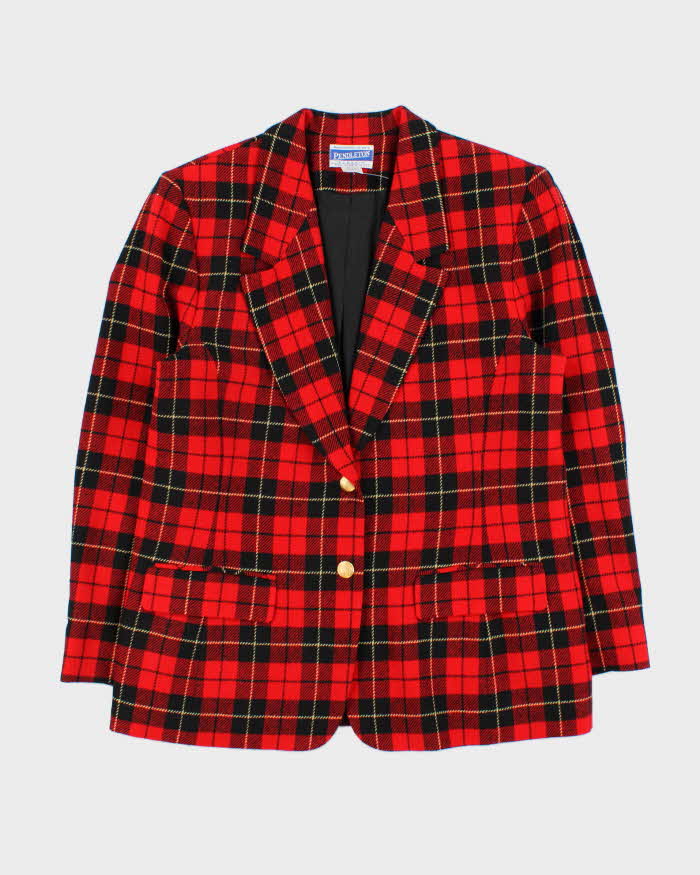 Vintage 1990s Pendleton Women's Made In USA Tartan Wool Oversized Blazer - L
