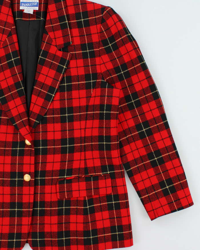 Vintage 1990s Pendleton Women's Made In USA Tartan Wool Oversized Blazer - L