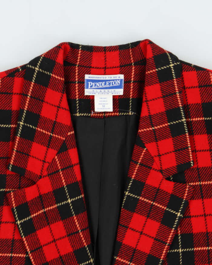 Vintage 1990s Pendleton Women's Made In USA Tartan Wool Oversized Blazer - L