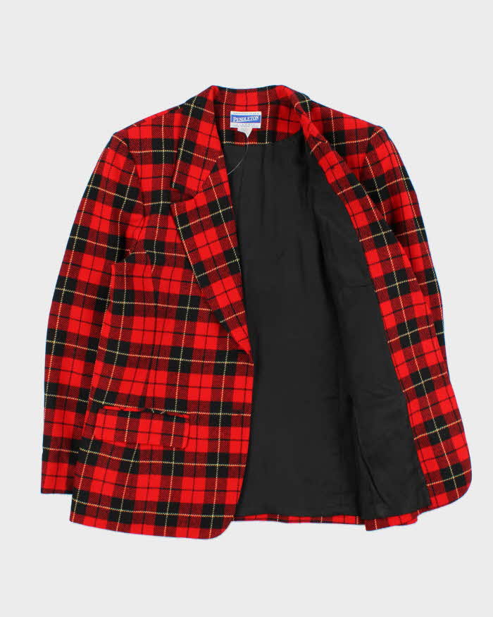 Vintage 1990s Pendleton Women's Made In USA Tartan Wool Oversized Blazer - L