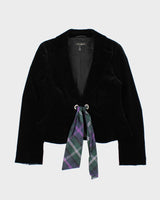 Vintage Y2K 00s Escada Women's Velvet Cropped Belted Blazer- M