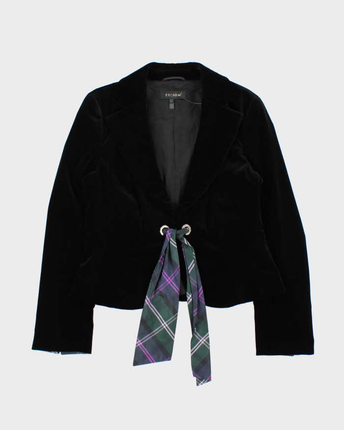 Vintage Y2K 00s Escada Women's Velvet Cropped Belted Blazer- M
