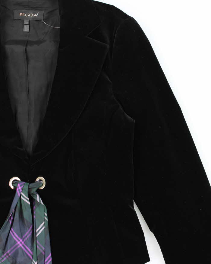Vintage Y2K 00s Escada Women's Velvet Cropped Belted Blazer- M