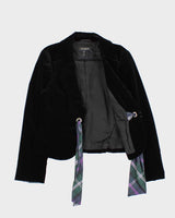 Vintage Y2K 00s Escada Women's Velvet Cropped Belted Blazer- M