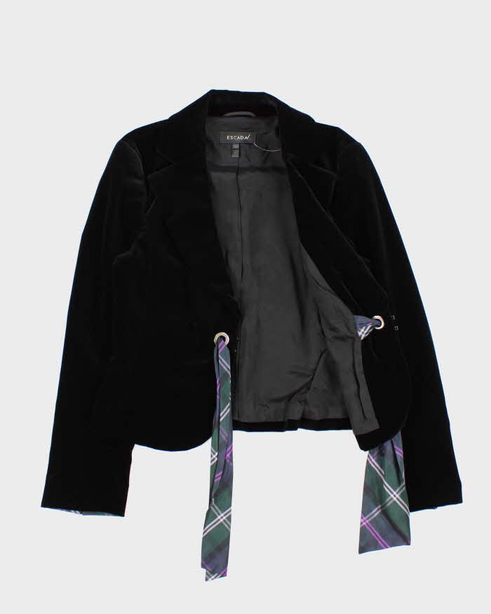 Vintage Y2K 00s Escada Women's Velvet Cropped Belted Blazer- M