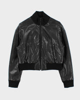 Vintage DKNY Women's Oversized Boxy Lamb Leather Bomber Jacket - M