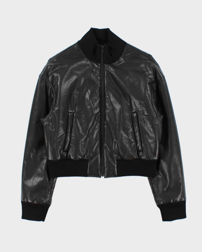 Vintage DKNY Women's Oversized Boxy Lamb Leather Bomber Jacket - M