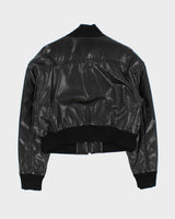 Vintage DKNY Women's Oversized Boxy Lamb Leather Bomber Jacket - M