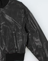 Vintage DKNY Women's Oversized Boxy Lamb Leather Bomber Jacket - M